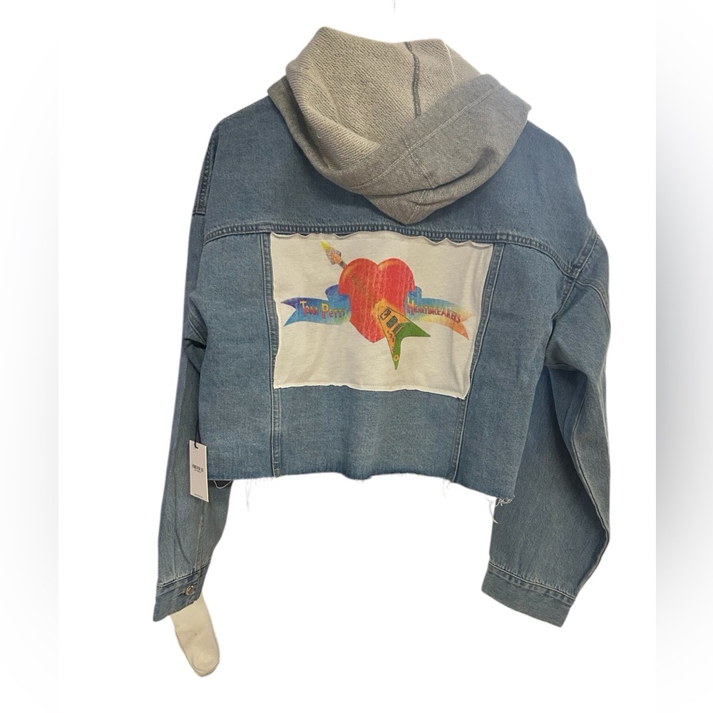 TOM PETTY THE HEARTBREAKERS crop jean jacket hoodie custom creation by Rachelle